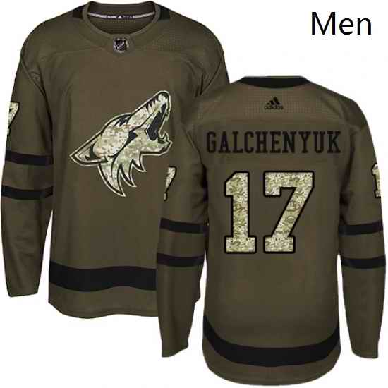 Mens Adidas Arizona Coyotes 17 Alex Galchenyuk Green Salute to Service Stitched NHL Jersey